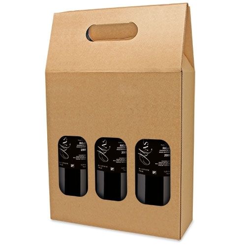 Caja con ventana para 3 Botellas